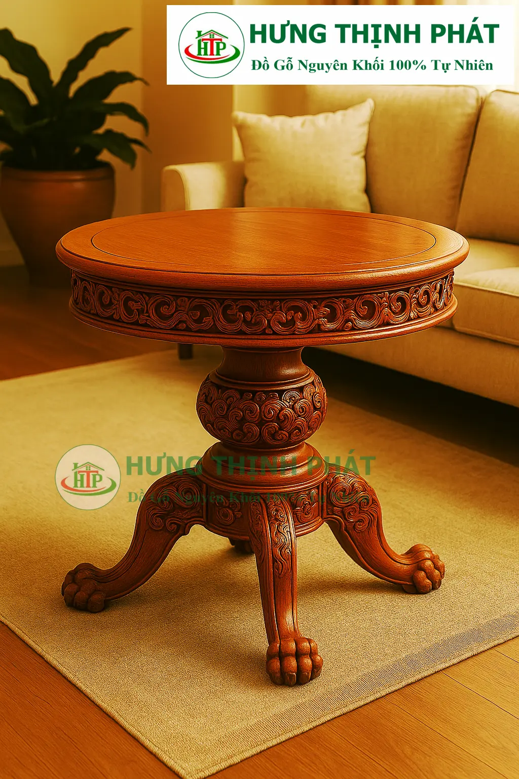 Bàn Tròn Mỹ Nghệ Đỉnh Cao Từ Gỗ Hưng Thịnh Phát